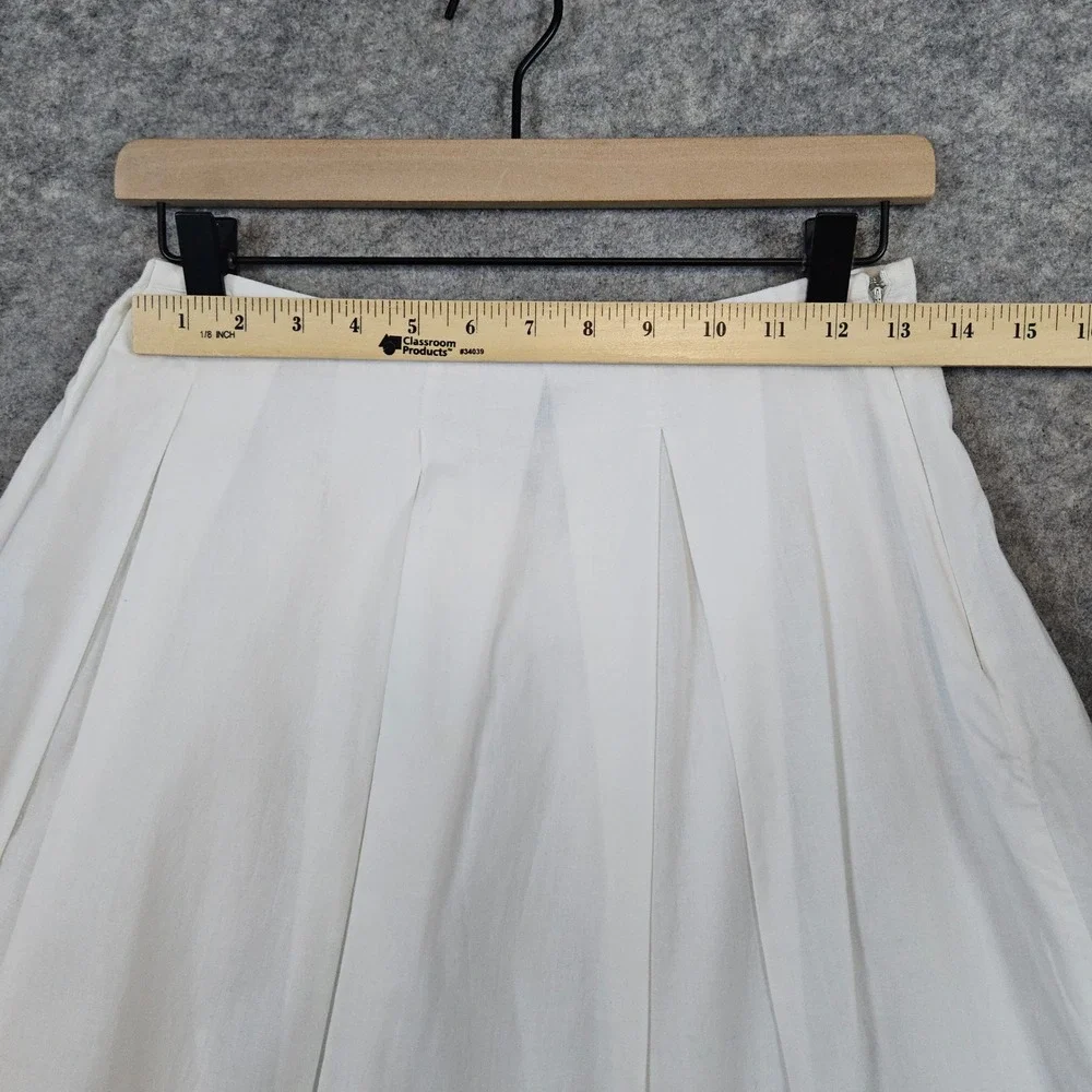 Robbie Bee White‎ Black Stripes Full Pleated Cotton Skirt Women's Size 8 SPOTS
